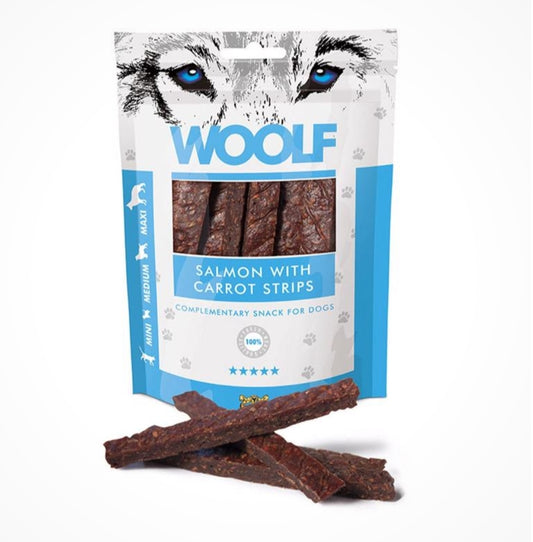 Woolf - Laks og Gulerods Strimler 100g