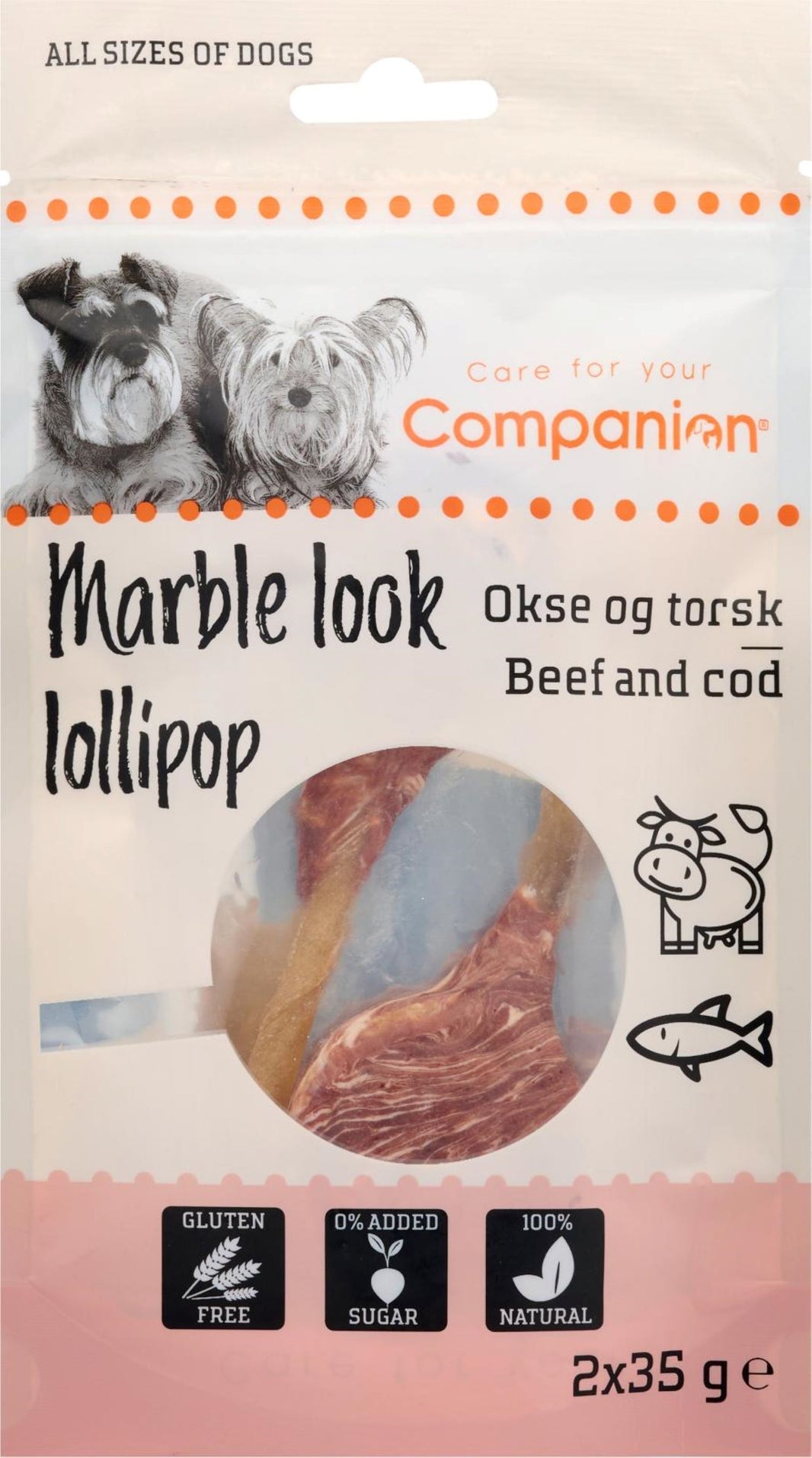 Companion Marble look lollipop (oksekød og torsk)