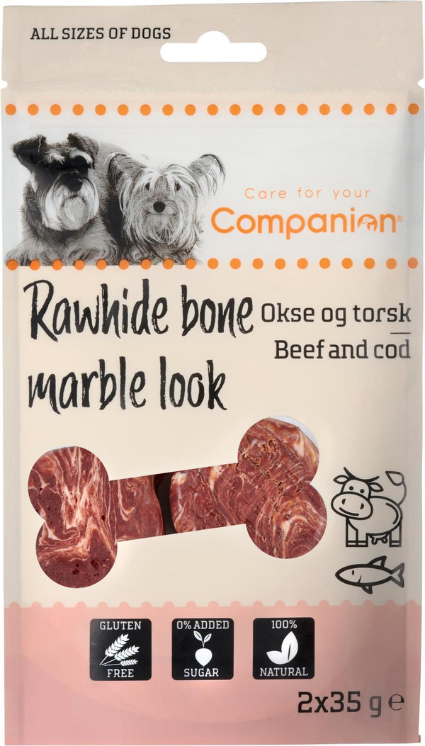 Companion Rawhide bone marble look (oksekød og torsk)